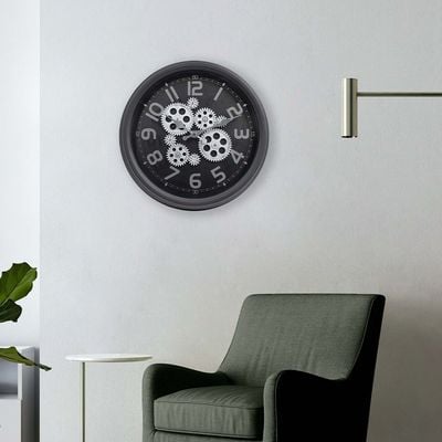 Sazwa Gear Iron Wall Clock Black 36X8.2X36Cm 